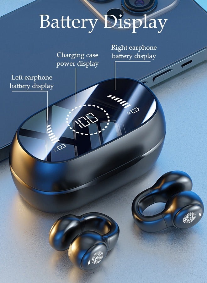 DUNISO Wireless Headphones Bluetooth 5.3 Ear Clip Earphones Open Ear with Mic Wireless Charging Case LED Power Display Waterproof Headphone for Running Sport Gym - Image 3