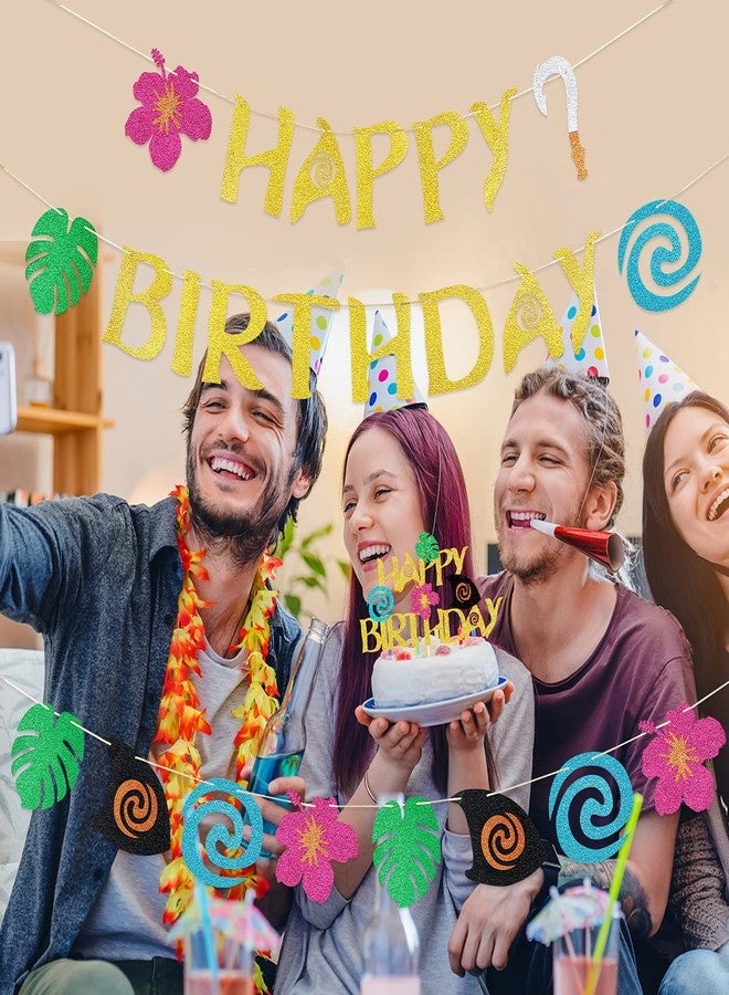 لي سكاي لافتة عيد ميلاد سعيد لموانا وغطاء كعكة عيد ميلاد سعيد ولافتة عيد ميلاد هاوايية لديكورات حفل عيد ميلاد موانا الاستوائية - Image 3