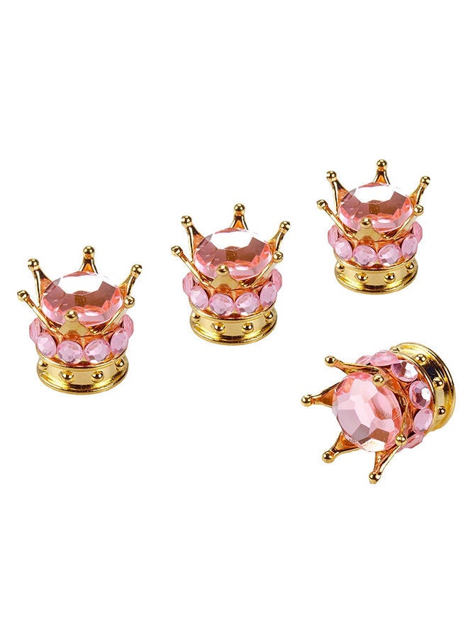 NIBEMINENT 4-Piece Gold Crown Diamond Tyre Valve Caps  - Image 1