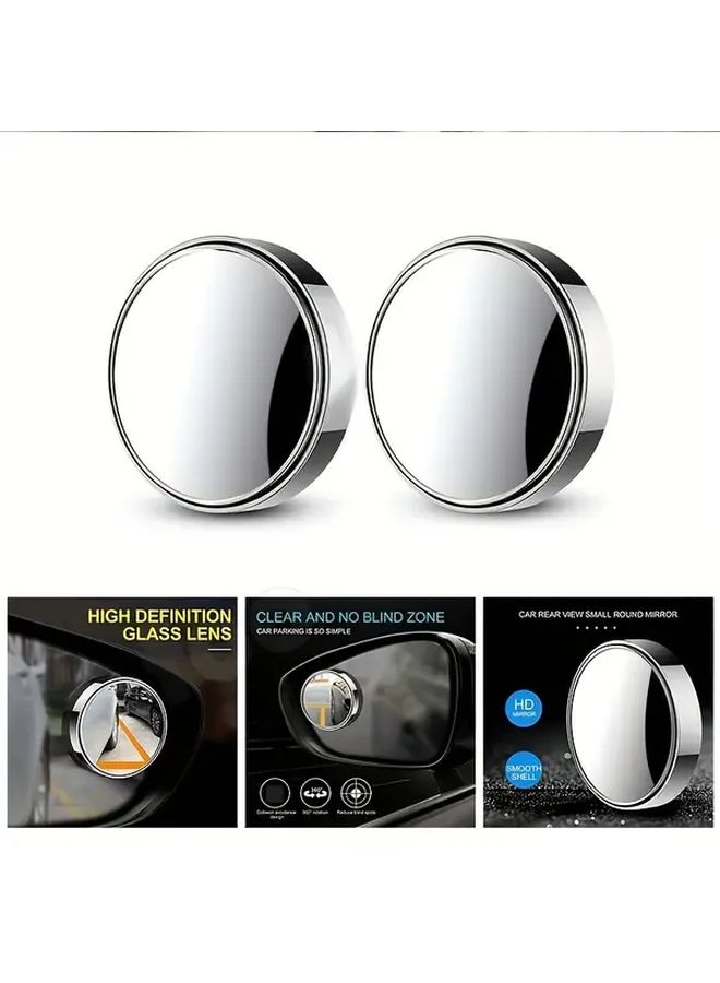 White Car Convex Blind Spot Mirror 360 Degree Adjustable Rearview Auxiliary - Image 3