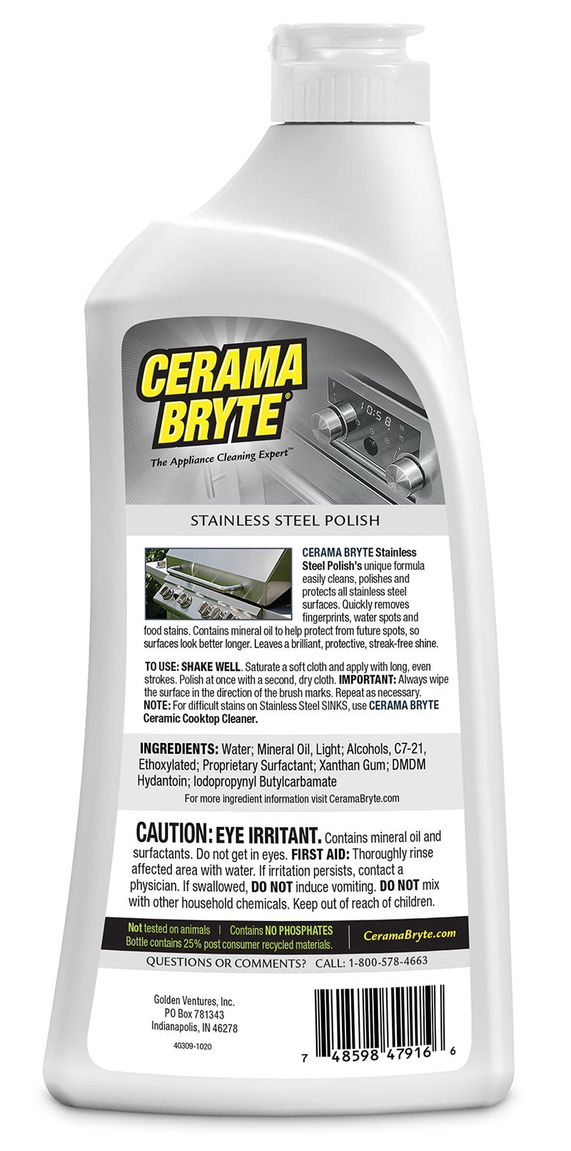 Cerama Bryte Stainless Steel Cleaner for Appliances, Streak-Free Shine and Protection for Refrigerators, Dishwashers, Ovens, and Grills, 16 Fluid Ounce 1 Pack, No Spray Pump - Image 2