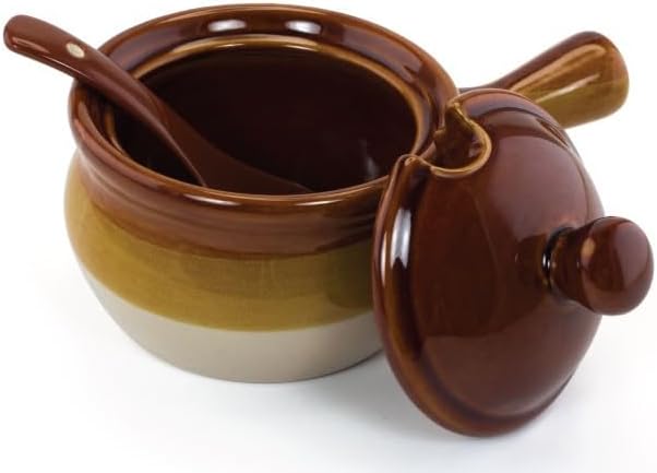 ZENVY French Onion Soup Bowl Set of 4 Ceramic Soup Bowls Lids and Spoons 16 Ounce - Image 3