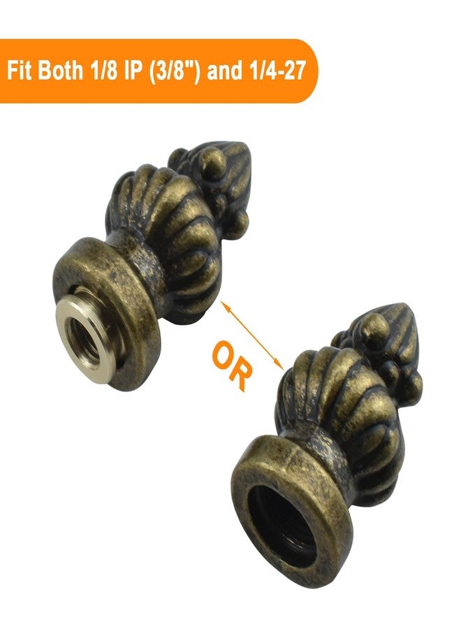 MARRTEUM Antique Brass Lamp Finial Cap Knob Retro Lamp Finial Decoration with Dual-Thread Screw for Lamp Shade, Fit Both 3/8" and 1/4-27, 1 Pack - Image 3