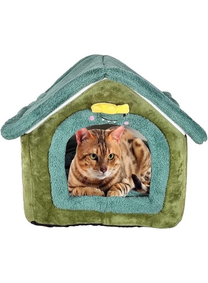 أن ان سي بيتس سرير للحيوانات الأليفة للقطط الصغيرة والمتوسطة الحجم، سرير قطط دافئ في الشتاء، وعش مريح للحيوانات الأليفة بتصميم على شكل منزل، ووسادة قابلة للإزالة، وقاعدة مضادة للانزلاق (50 سم) - Image 3