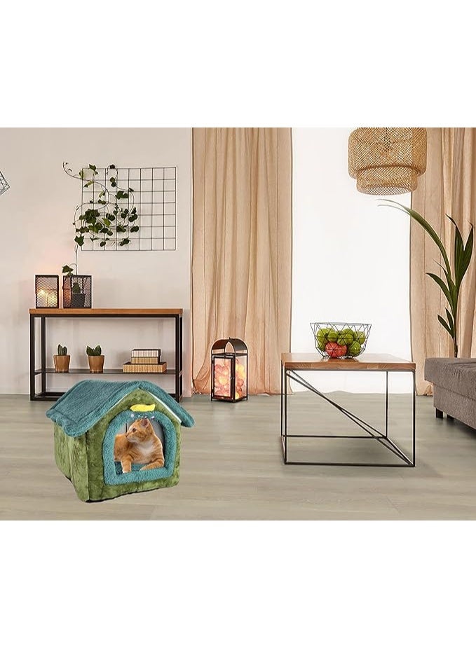 أن ان سي بيتس سرير للحيوانات الأليفة للقطط الصغيرة والمتوسطة الحجم، سرير قطط دافئ في الشتاء، وعش مريح للحيوانات الأليفة بتصميم على شكل منزل، ووسادة قابلة للإزالة، وقاعدة مضادة للانزلاق (50 سم) - Image 4