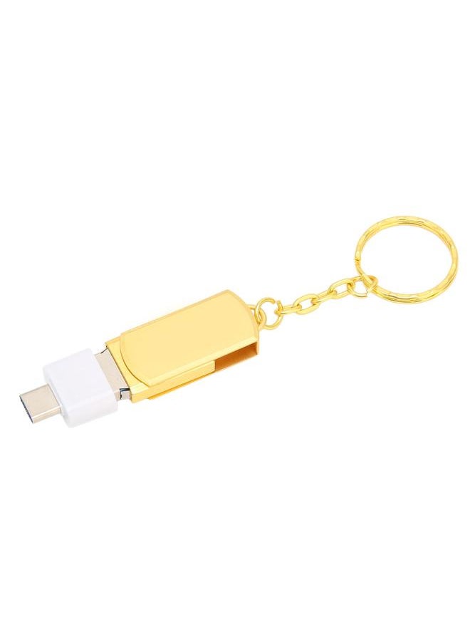 Thoraya - usb3.0 + tpye-C mobile phone computer dual-use USB flash drive with keychain USB3.0 flash memory stick high speed flash drive flash drive thumb drive 16GB gold - Image 1