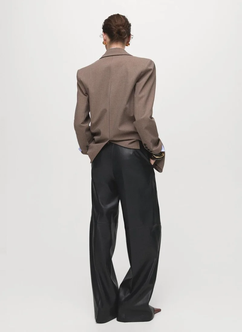 MANGO Leather-effect wide-leg trousers