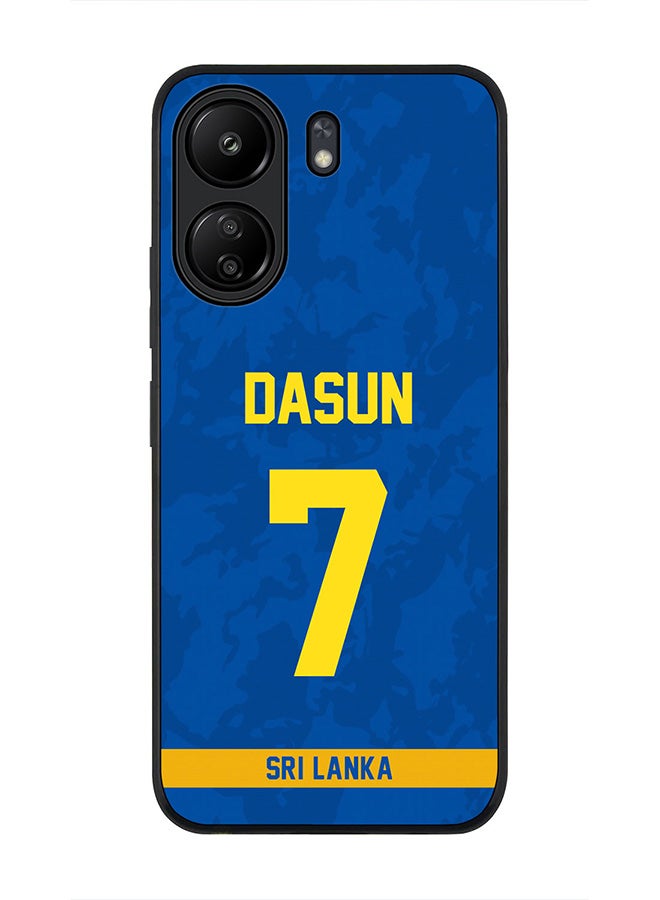Stylizedd Rugged Black Edge Case for Xiaomi Redmi 13C 4G, Slim fit Flexible Case Cover - Team Sri lanka Dasun Shanaka, Jersey No 7 - Image 1