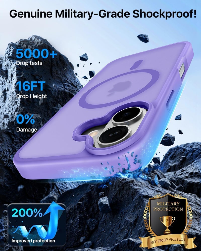 Elzzi Magnetic for iPhone 17 Case, [Full Camera Protection] [Compatible with Magsafe] [Translucent Matte] Shockproof Protective Phone Case for Men & Women - Light Purple - Image 4