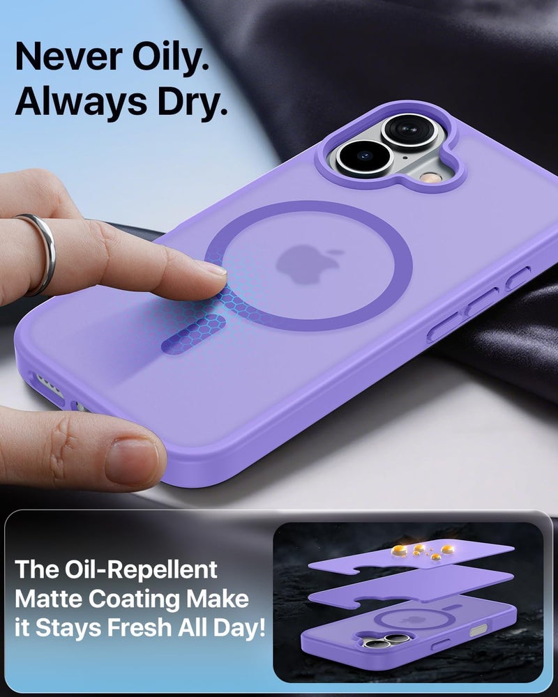 Elzzi Magnetic for iPhone 17 Case, [Full Camera Protection] [Compatible with Magsafe] [Translucent Matte] Shockproof Protective Phone Case for Men & Women - Light Purple - Image 5