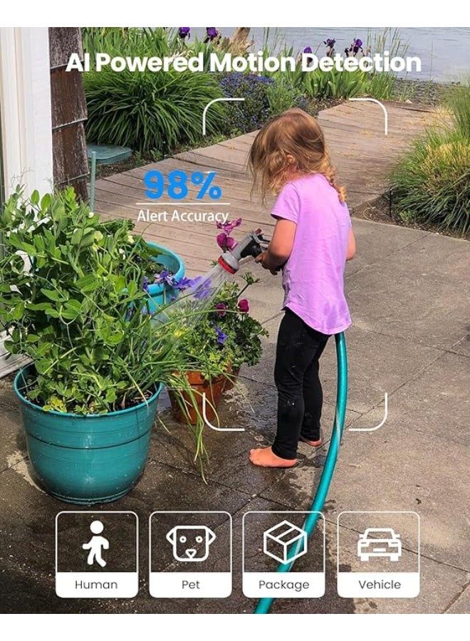 طقم من كاميرتين أمان خارجية لاسلكية بدقة 3 ميجابكسل مع رؤية ليلية ملونة، مستشعر PIR، صوت ثنائي الاتجاه، متوافقة مع أليكسا/جوجل أسيستانت - Image 5