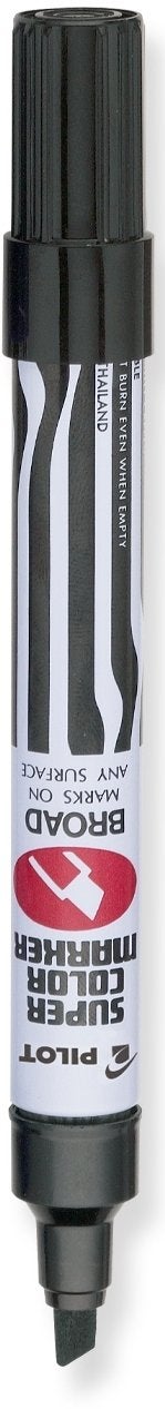 PILOT Super Color Refillable Permanent Markers, Black Ink, Broad Chisel Point, 12-Pack (44100) - Image 2