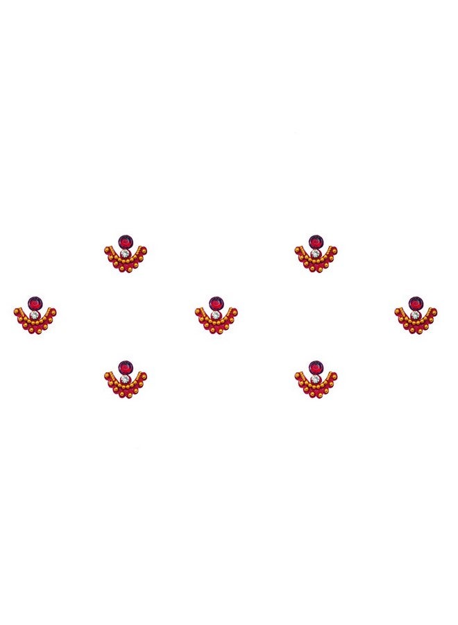 Comet Busters Beautiful Maroon Bindi With Stone and Gold Beads (BIN819) - Image 1