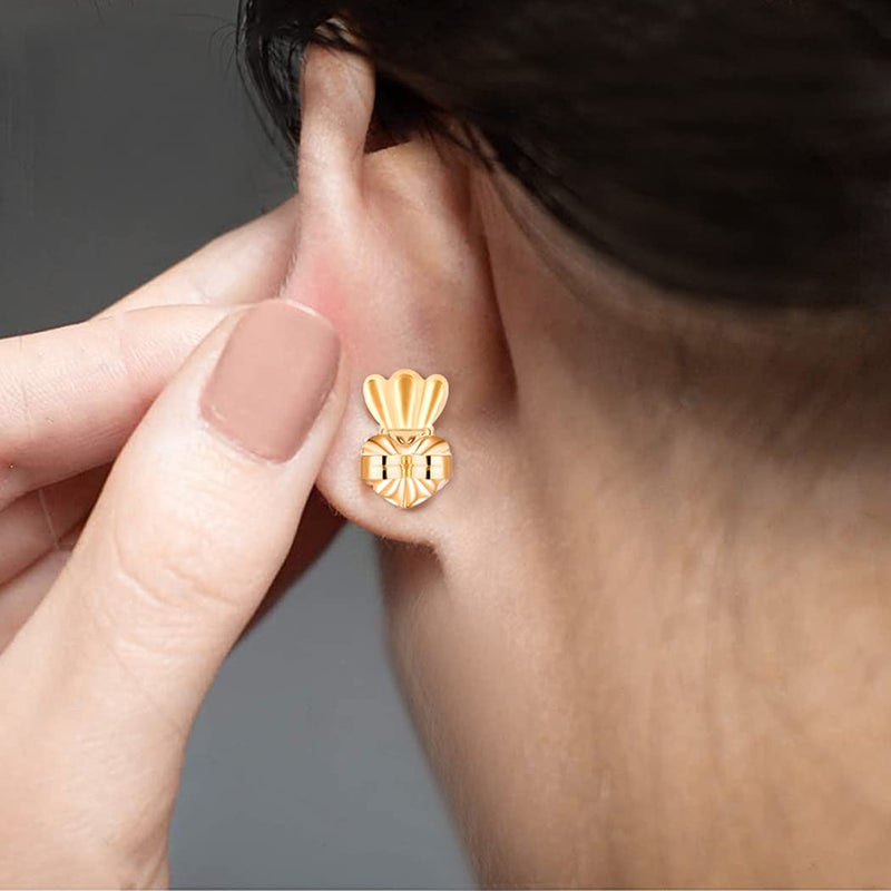 Hoedia Earring Lifters, 6 Pairs Magic Earring Backs, Hypoallergenic Adjustable Secure Earring Lifts, Safety Earring Backs for Droopy Ear Lobes - Image 4