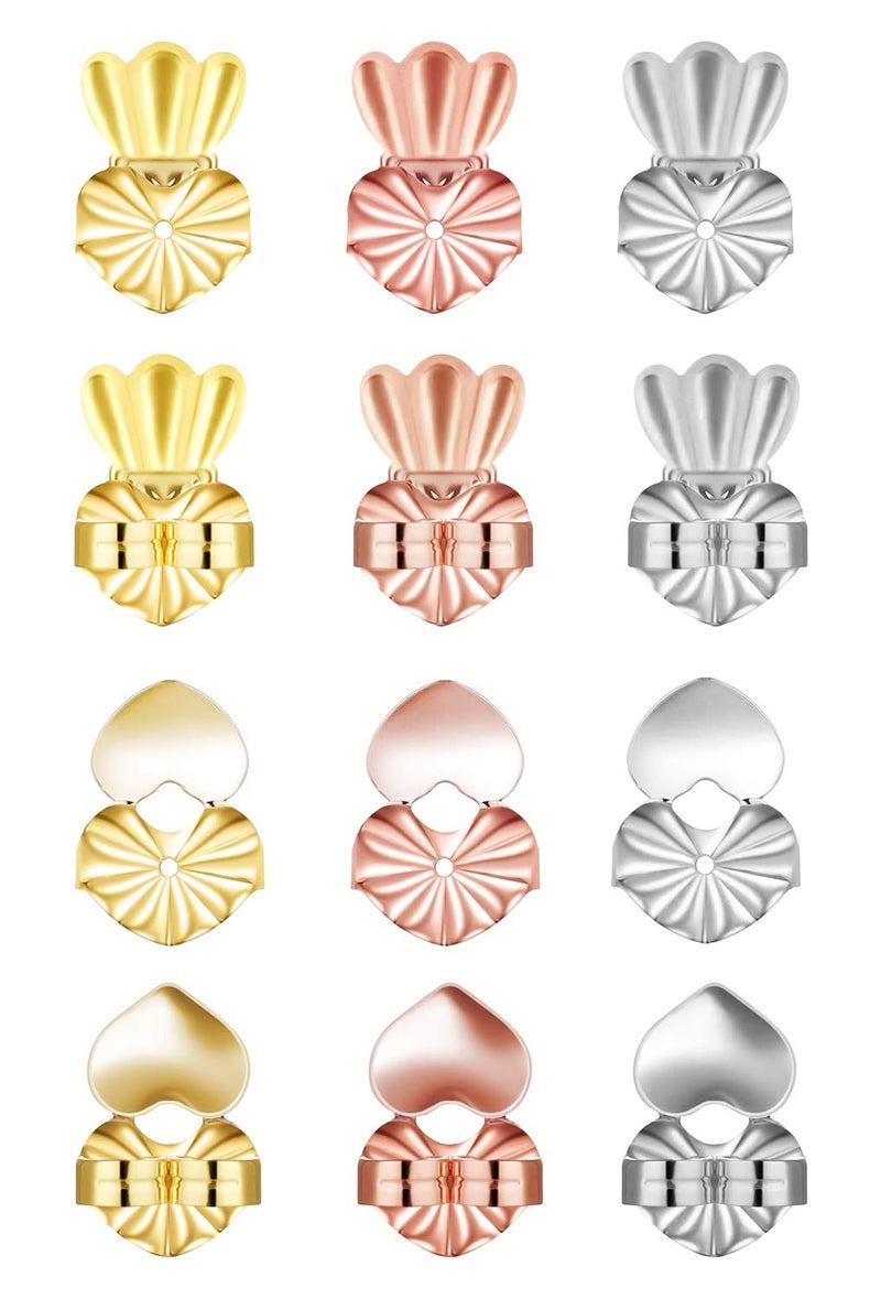 Hoedia Earring Lifters, 6 Pairs Magic Earring Backs, Hypoallergenic Adjustable Secure Earring Lifts, Safety Earring Backs for Droopy Ear Lobes - Image 1