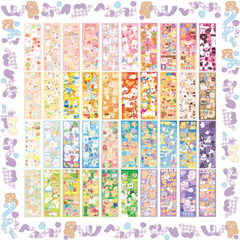 SIBLYMONA 40Sheets Korean Deco Stickers Set, Kpop Potocard Korean DIY Colorful Glitter Self Adhesive Deco Stickers for Scrapbook Card (Food) - Image 1