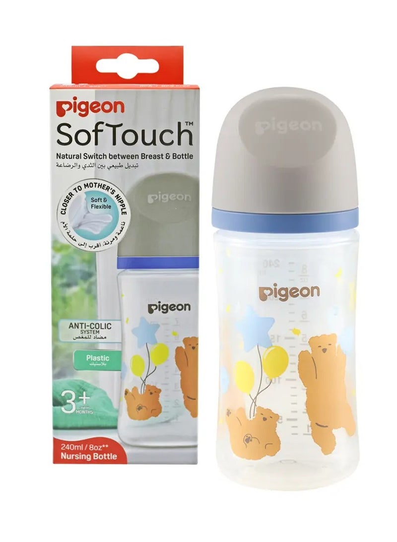pigeon Pigeon SofTouch Wide Neck Nursing Bottle – Decorated Plastic, BPA & BPS Free, 240ml  - Image 1