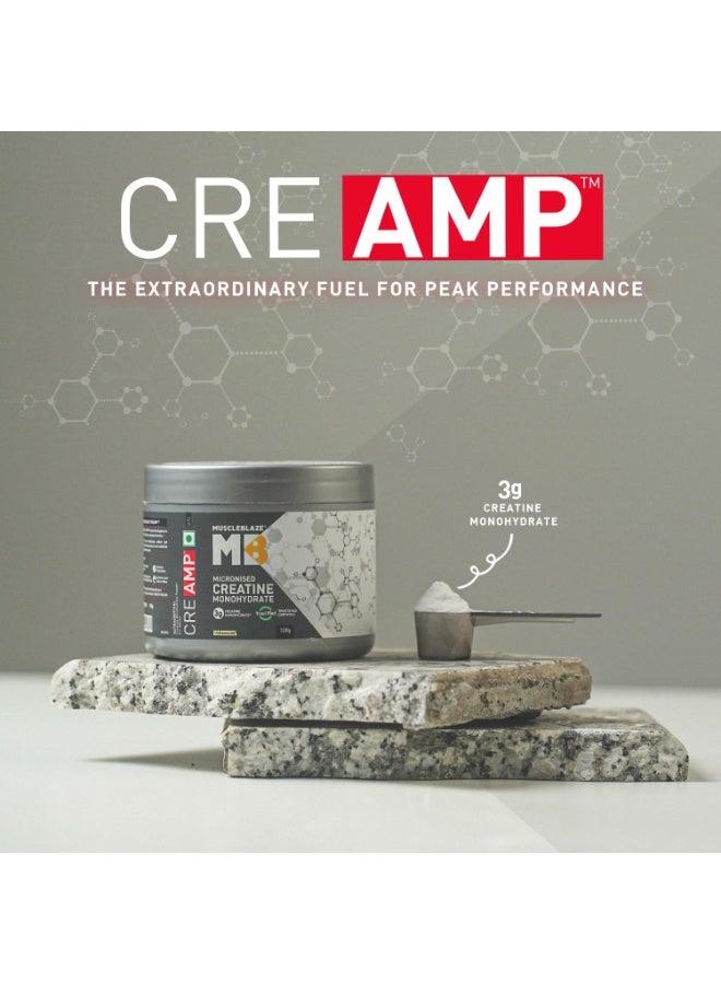مسل بلايز مسحوق MuscleBlaze Micronised Creatine Monohydrate CreAMP، غير مُنكَّه (32 حصة، 100 جم) | كرياتين معتمد من Trustified - Image 4