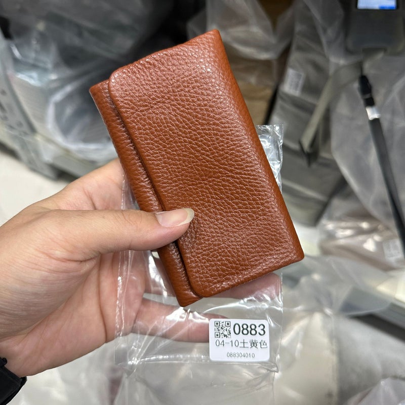 Three-Fold Leather Key Bag Cowhide Key Storage Bag Household Key Bag Zipper Coin Purse Large Capacity - Image 1