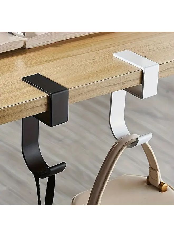 White No Drill Anti Slip Aluminum Desktop Hook Storage Rack For Home Office - Image 2