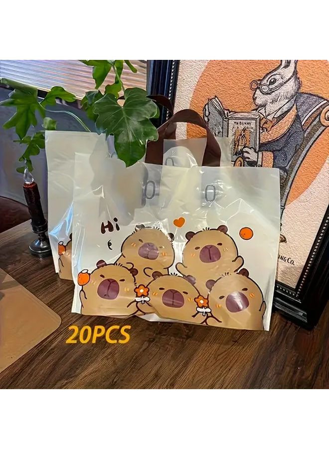 20 Durable Plastic Capybara Gift Bags Brown White Design For Party Wedding Birthday - Image 4