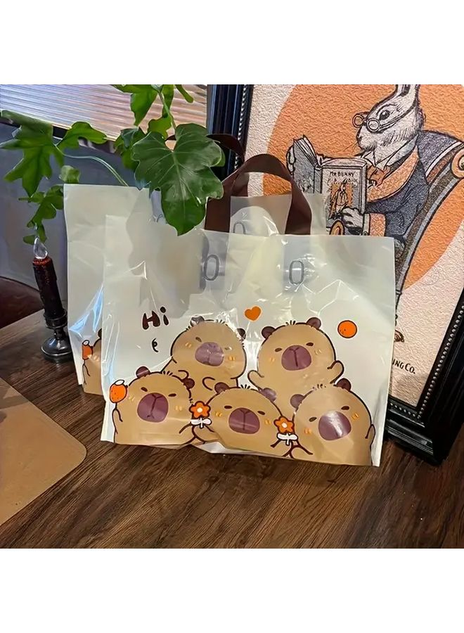 20 Durable Plastic Capybara Gift Bags Brown White Design For Party Wedding Birthday - Image 5