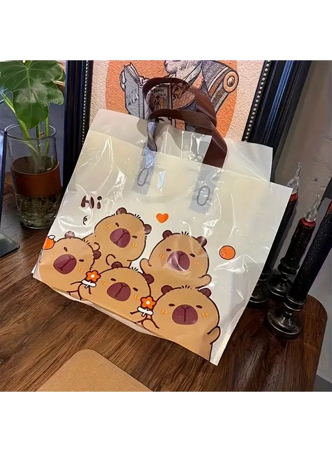 20 Durable Plastic Capybara Gift Bags Brown White Design For Party Wedding Birthday - Image 3