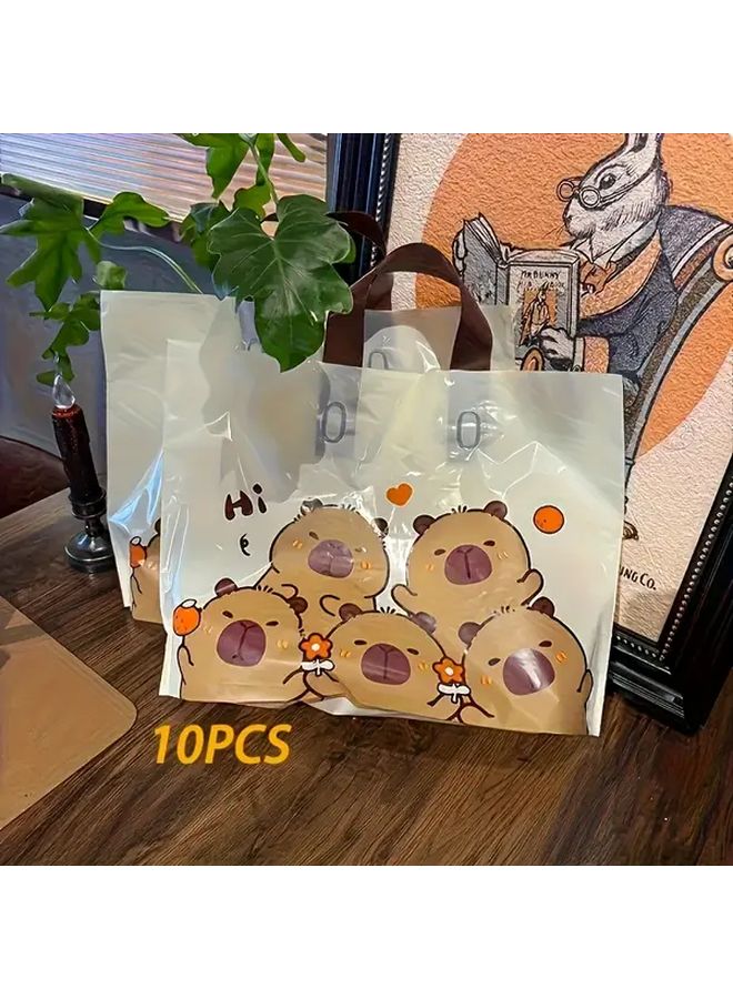 20 Durable Plastic Capybara Gift Bags Brown White Design For Party Wedding Birthday - Image 1