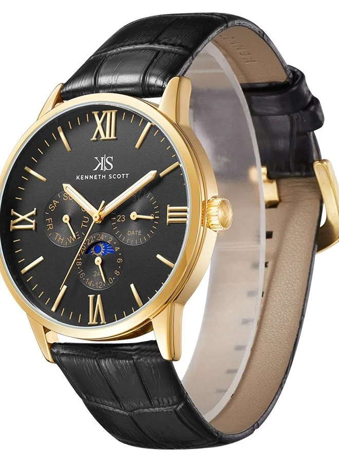 KENNETH SCOTT Kenneth Scott Men's Black Dial Analog Watch - K22107-GLBB