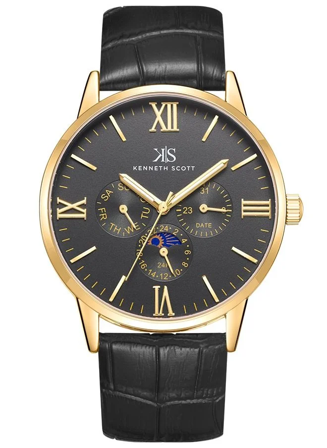 KENNETH SCOTT Kenneth Scott Men's Black Dial Analog Watch - K22107-GLBB