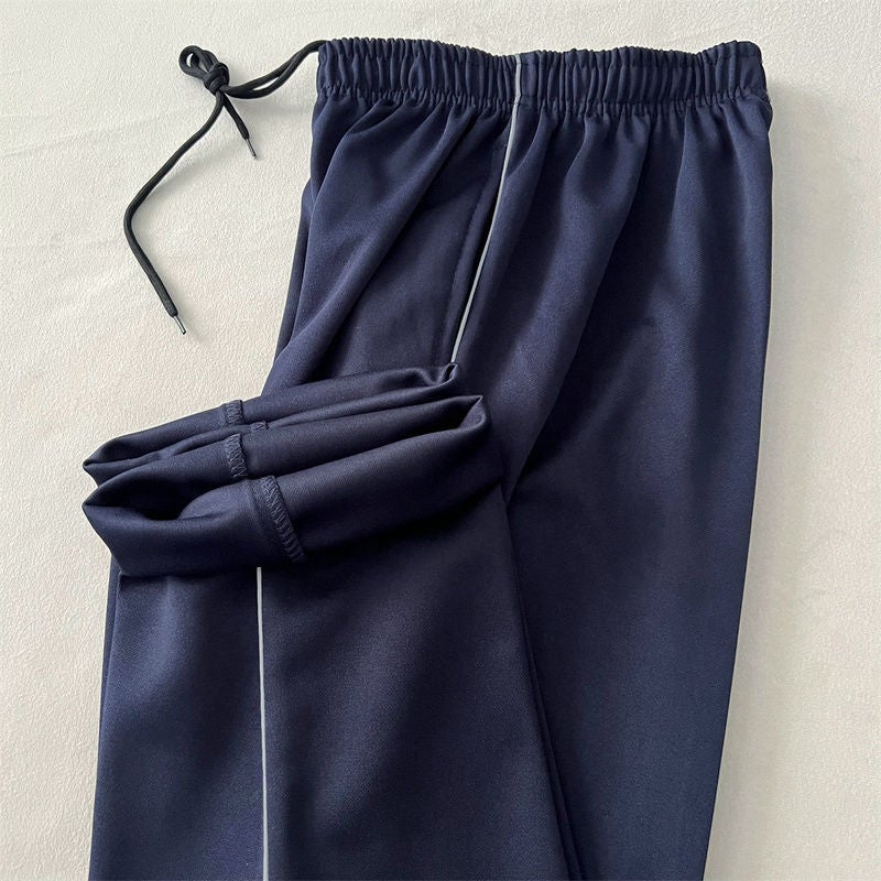 Reflective School Uniform Pants For Middle And High School Students, Gray Stripes, Navy Blue, Men'S And Women'S Sports Loose School Pants - Image 1