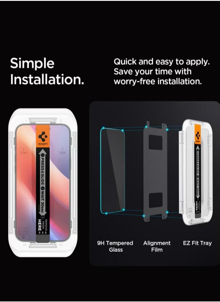 سبايجن - واقي شاشة الخصوصية GLASTR EZ Fit لهاتف iPhone 16 Pro Max [عبوة من قطعتين] زجاج مقسّى ممتاز مع تقنية المحاذاة التلقائية - عبوة من قطعتين - Image 1
