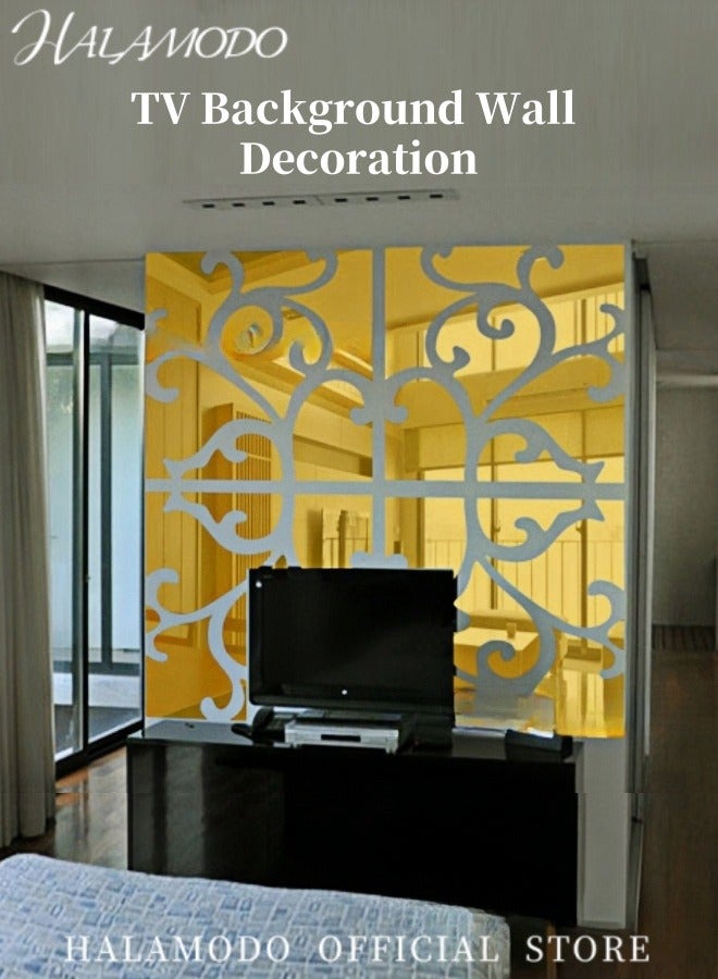 HALAMODO 4PCS DIY 3D Mirror Wall Stickers with Square Geometric Pattern Self Adhesive Mirror Plastic Wall Sheet Tiles Made of Acrylic Material Ideal as Home Decoration for Living Room Bedroom Stair Wall Decor - Image 2