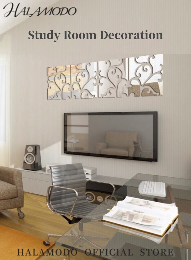HALAMODO 4PCS DIY 3D Mirror Wall Stickers with Square Geometric Pattern Self Adhesive Mirror Plastic Wall Sheet Tiles Made of Acrylic Material Ideal as Home Decoration for Living Room Bedroom Stair Wall Decor - Image 3