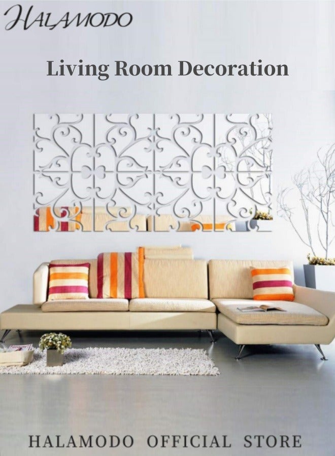HALAMODO 4PCS DIY 3D Mirror Wall Stickers with Square Geometric Pattern Self Adhesive Mirror Plastic Wall Sheet Tiles Made of Acrylic Material Ideal as Home Decoration for Living Room Bedroom Stair Wall Decor - Image 4