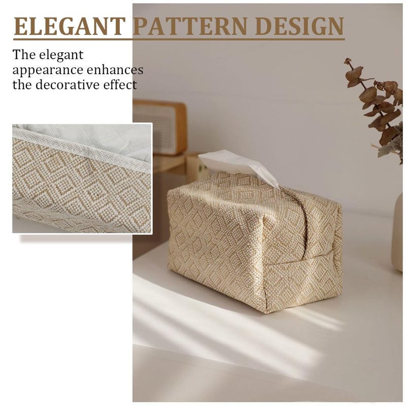 HASTHIP® Tissue Paper Box Tissue Cotton Linen Paper Holder for Dinner Table Facial Tissue Case Rectangle Facial Paper Organizer Dispenser for Tabletop, Bathroom, Car, Office - Image 4