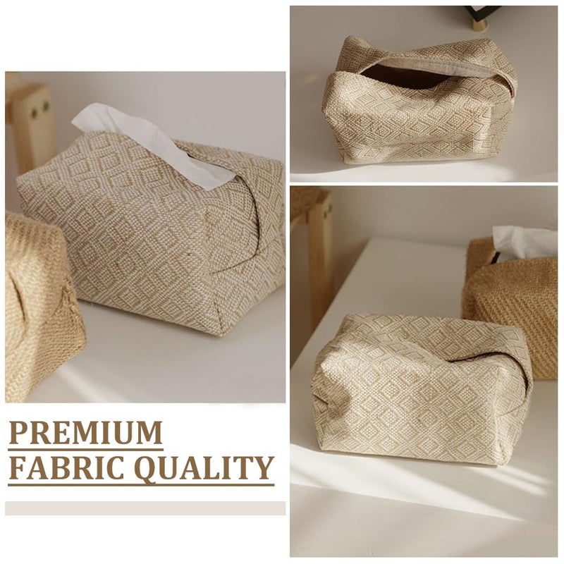HASTHIP® Tissue Paper Box Tissue Cotton Linen Paper Holder for Dinner Table Facial Tissue Case Rectangle Facial Paper Organizer Dispenser for Tabletop, Bathroom, Car, Office - Image 3