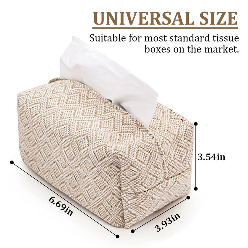 HASTHIP® Tissue Paper Box Tissue Cotton Linen Paper Holder for Dinner Table Facial Tissue Case Rectangle Facial Paper Organizer Dispenser for Tabletop, Bathroom, Car, Office - Image 2