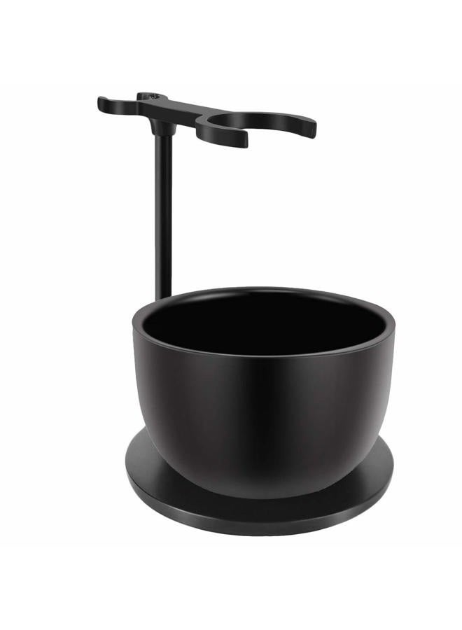 SANWA Deluxe Heavyweight Black Shaving Brush Razor Stand with Stainless Steel Soap Bowl Set,Dad Gifts,boyfriend Gifts,Husband Gifts for Him - Image 1
