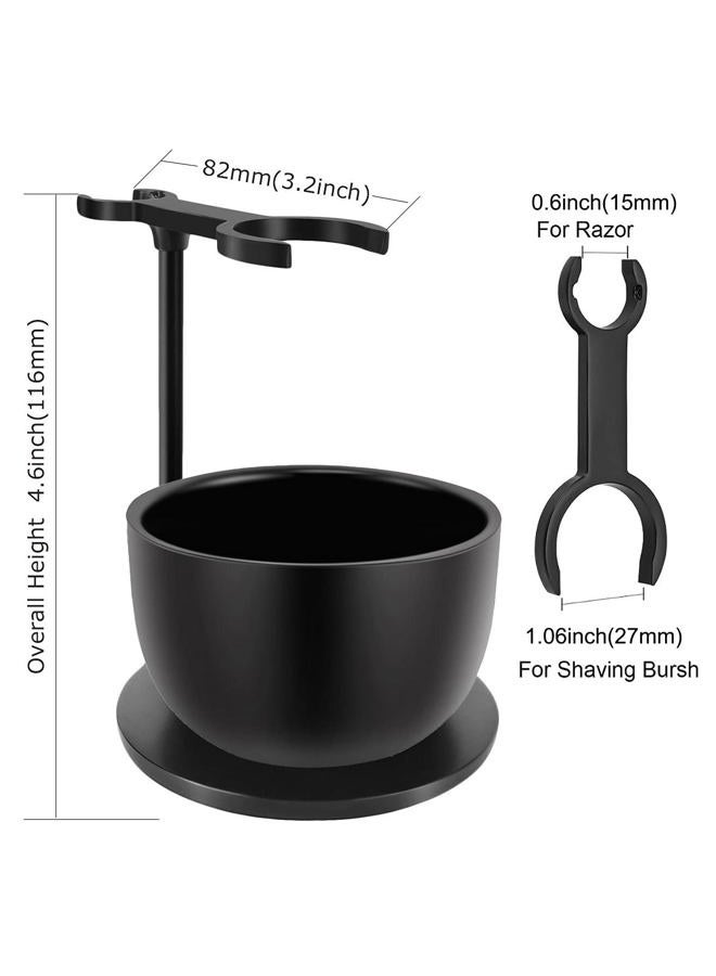 SANWA Deluxe Heavyweight Black Shaving Brush Razor Stand with Stainless Steel Soap Bowl Set,Dad Gifts,boyfriend Gifts,Husband Gifts for Him - Image 4