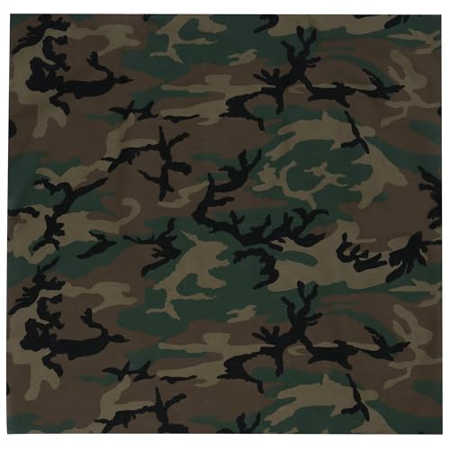Rothco Large Camo Bandana - Multi-Use Camouflage Headwear for Every Occasion - 27 inch x 27 inch, Woodland Camo - Image 1