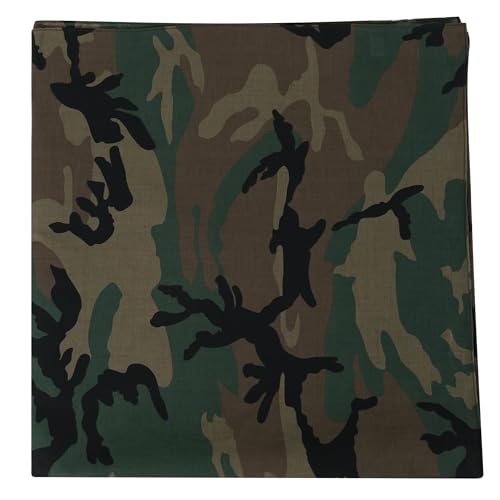 Rothco Large Camo Bandana - Multi-Use Camouflage Headwear for Every Occasion - 27 inch x 27 inch, Woodland Camo - Image 2