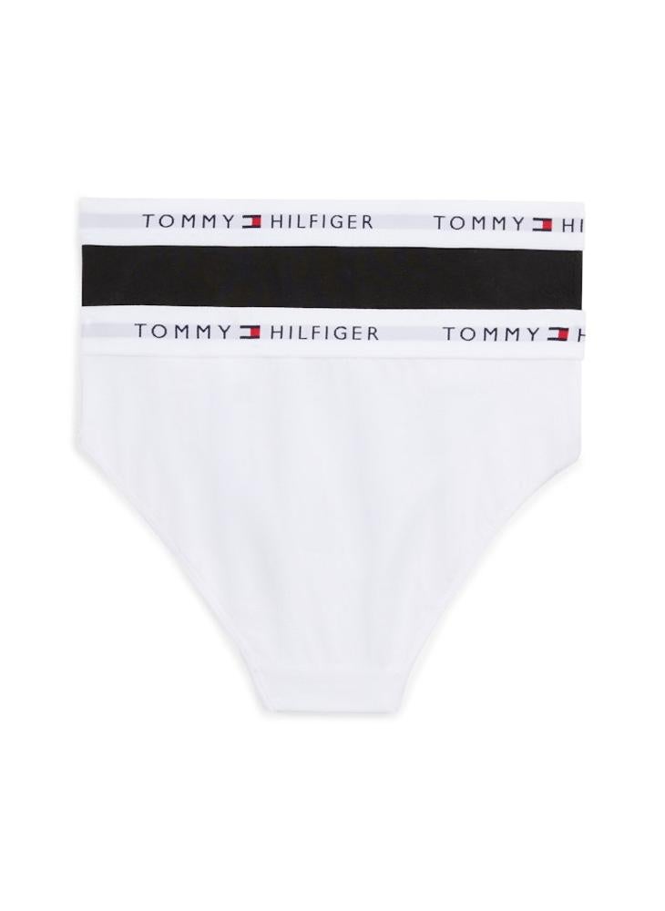 تومي هيلفيغر سروال داخلي بيكيني للأطفال بخصر مطاطي بشعار (عبوة من قطعتين) - Image 2