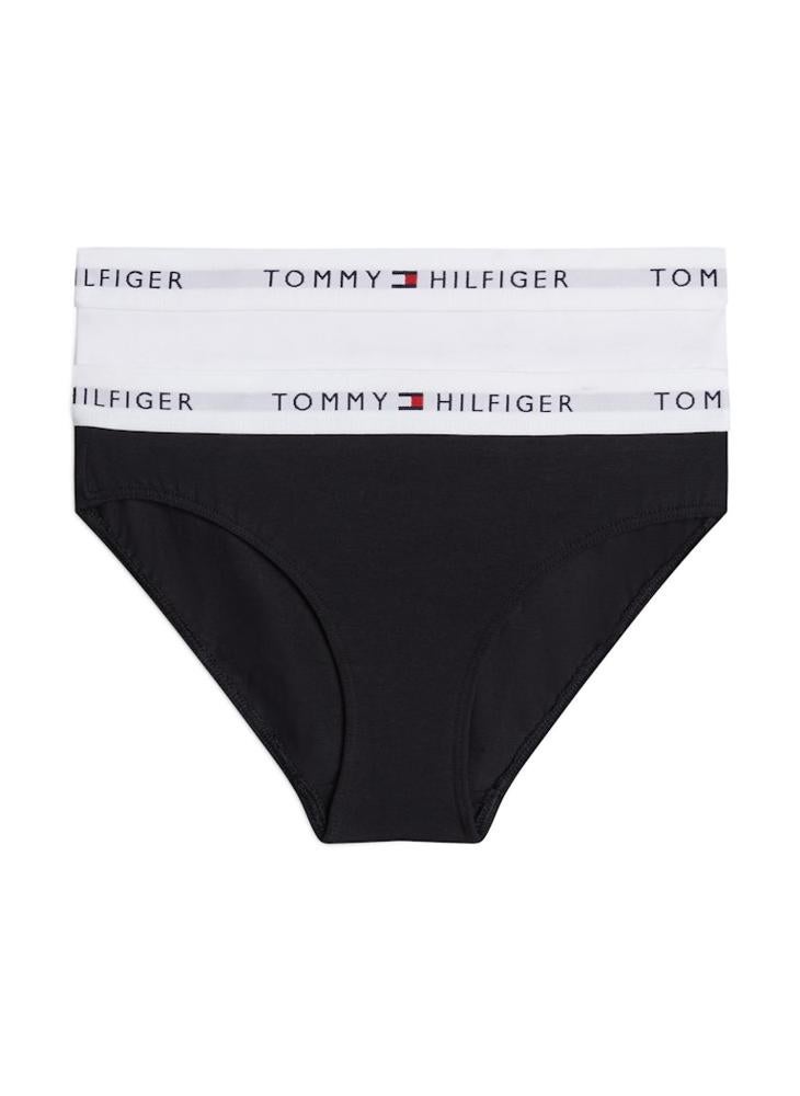 تومي هيلفيغر سروال داخلي بيكيني للأطفال بخصر مطاطي بشعار (عبوة من قطعتين) - Image 3
