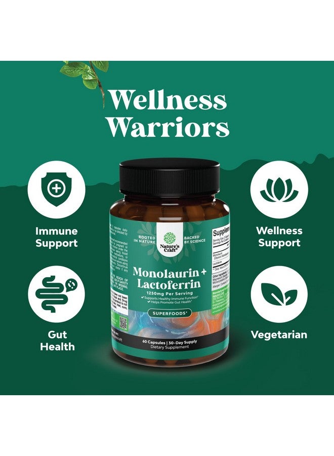 Natures Craft مكمل لاكتوفيرين و مونولاورين عالي القوة من ناتشرز كرافت - مكمل دعم صحة الجهاز الهضمي والميكروبيوم - 250 ملغ لاكتوفيرين و 1000 ملغ مونولاورين في كبسولات - نباتي (30 حصة) - Image 4