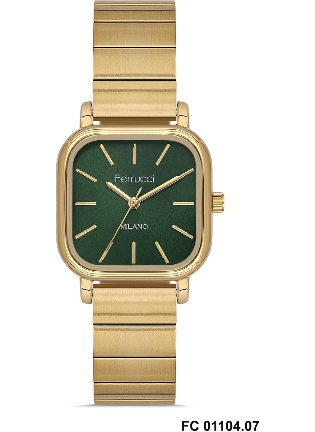 Ferrucci Women's Wristwatch Fc 01104 Square Model Gold Color Green Inside Original 2 Year Warranty + Bracelet Gift  - Image 1