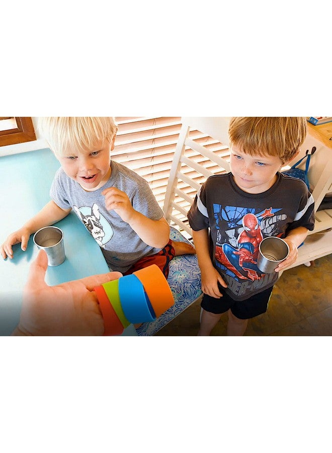 CHILLOUT LIFE Stainless Steel Cups for Kids and Toddlers 8 oz. with Silicone Sleeves - Small Metal Cups for Home & Outdoor Activities, BPA Free Healthy Unbreakable Premium Metal Drinking Glasses (4-Pack) - Image 5