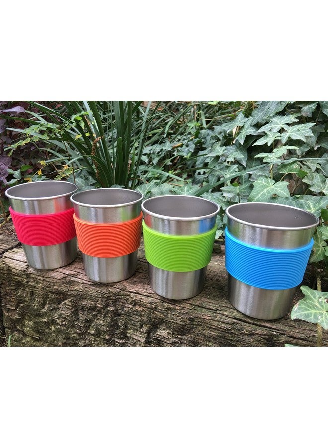CHILLOUT LIFE Stainless Steel Cups for Kids and Toddlers 8 oz. with Silicone Sleeves - Small Metal Cups for Home & Outdoor Activities, BPA Free Healthy Unbreakable Premium Metal Drinking Glasses (4-Pack) - Image 3