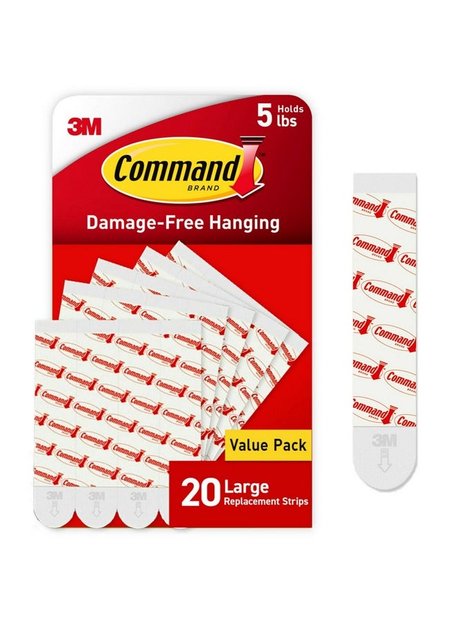 Command Command Large Refill Adhesive Strips, Damage Free Hanging Wall Adhesive Strips for Large Indoor Wall Hooks, No Tools Removable Adhesive Strips for Living Spaces, 20 White Command Strips  - Image 1