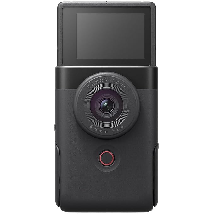 كانون كاميرا باور شوت V10 لتسجيل الفيديوهات، كاميرا مدمجة بدقة 4K لتسجيل الفيديوهات مع حامل مدمج وميكروفونات وشاشة قابلة للطي (أسود) (5947C002) + حقيبة كتف + بطاقة ذاكرة 64 جيجابايت - Image 2